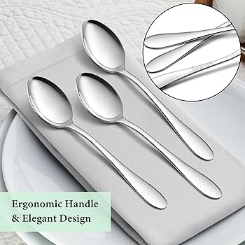 12-Piece Stainless Steel Spoon Set / Marble Handle Cutlery  – Durable & Elegant Cutlery for Daily Use. 12 matching spoons – perfect for family use or guest hosting