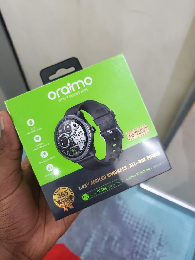 Oraimo Watch 5R Smartwatch | 2.01" AMOLED Always-On Display | Bluetooth Calling | 24/7 Heart Rate & SpO₂ Monitoring | 100+ Sport Modes | IP68 Waterproof | 7-Day Battery Life | iOS & Android Compati