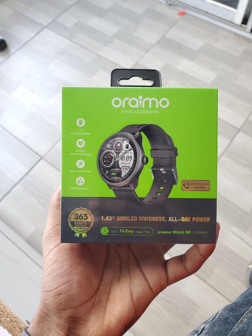 Oraimo Watch 5R Smartwatch | 2.01" AMOLED Always-On Display | Bluetooth Calling | 24/7 Heart Rate & SpO₂ Monitoring | 100+ Sport Modes | IP68 Waterproof | 7-Day Battery Life | iOS & Android Compati