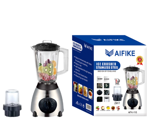 AIFIKE 1.5L 2 in 1  Blender,Grinder, smoothieHigh Motor Speed Kitchen Steel blender AFK-115 + (FREE SPICE CONTAINER)
