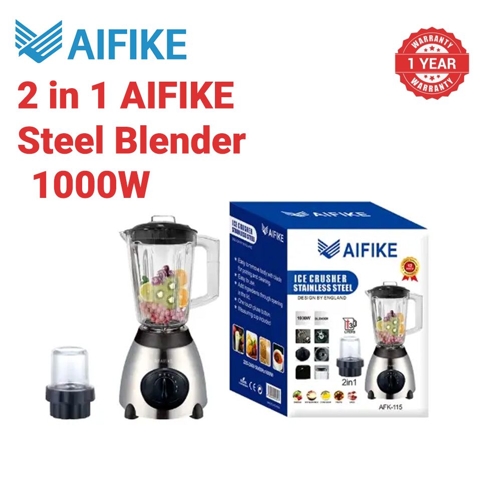 AIFIKE 1.5L 2 in 1  Blender,Grinder, smoothieHigh Motor Speed Kitchen Steel blender AFK-115 + (FREE SPICE CONTAINER)