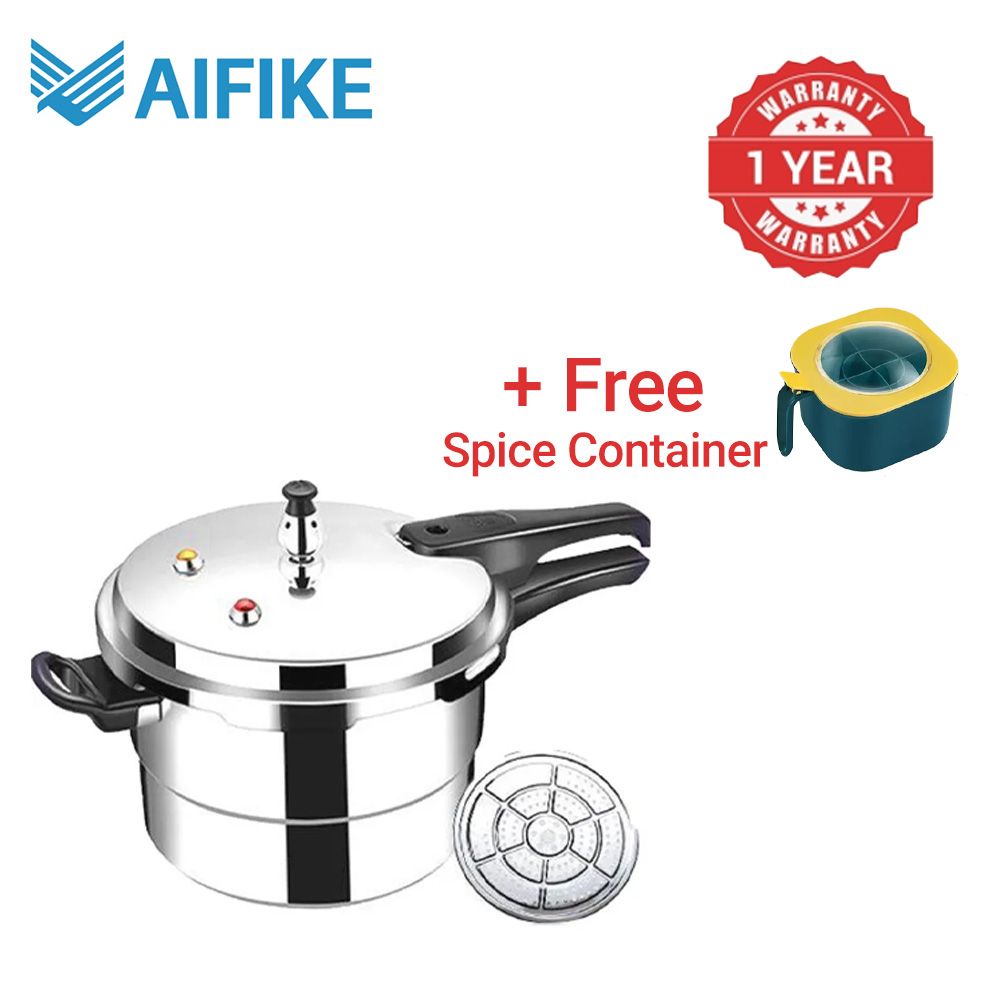 7L AIFIKE Aluminum Pressure Cooker  AFK-106 Thickened Large Capacity Explosion Proof Use By Stove and 
Induction Cookware And Give Steaming Rack + (FREE SPICE CONTAINER)