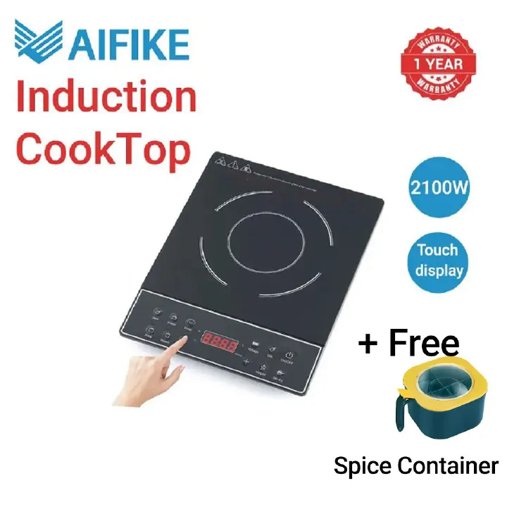 HIGH QUALITY AIFIKE Single Induction CookTop AFK-128 Electronic Touch 4 Digit Display 2100W 220-240V + (FREE SPICE CONTAINER)