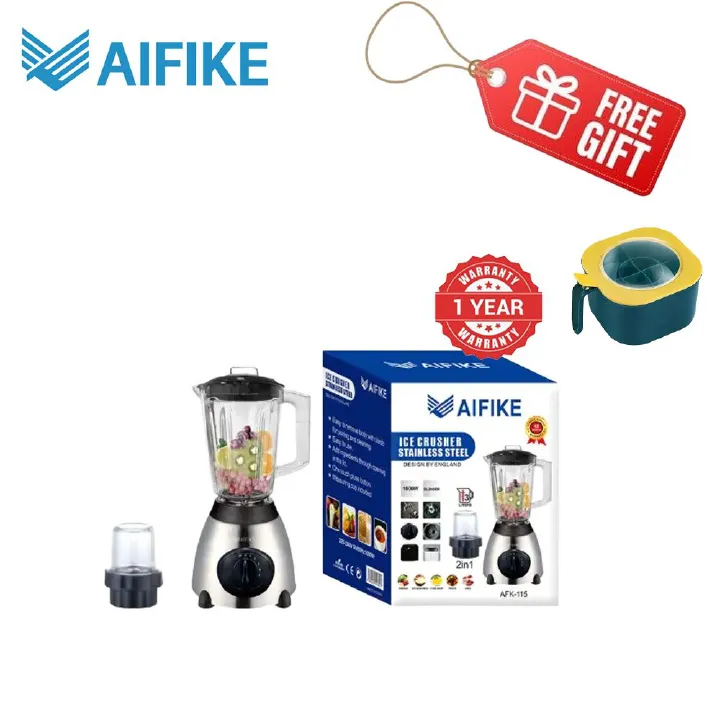 AIFIKE 1.5L 2 in 1  Blender,Grinder, smoothieHigh Motor Speed Kitchen Steel blender AFK-115 + (FREE SPICE CONTAINER)