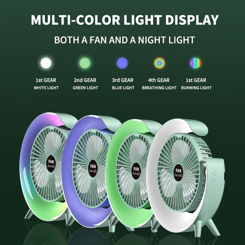 AIFIKE Modern  Desktop Fan With Glow Rainbow Three Wind Speeds And Angle Adjustment Long Battery Life(4-5 Hours) Type-c Charging Electric Small Fan-AFK111