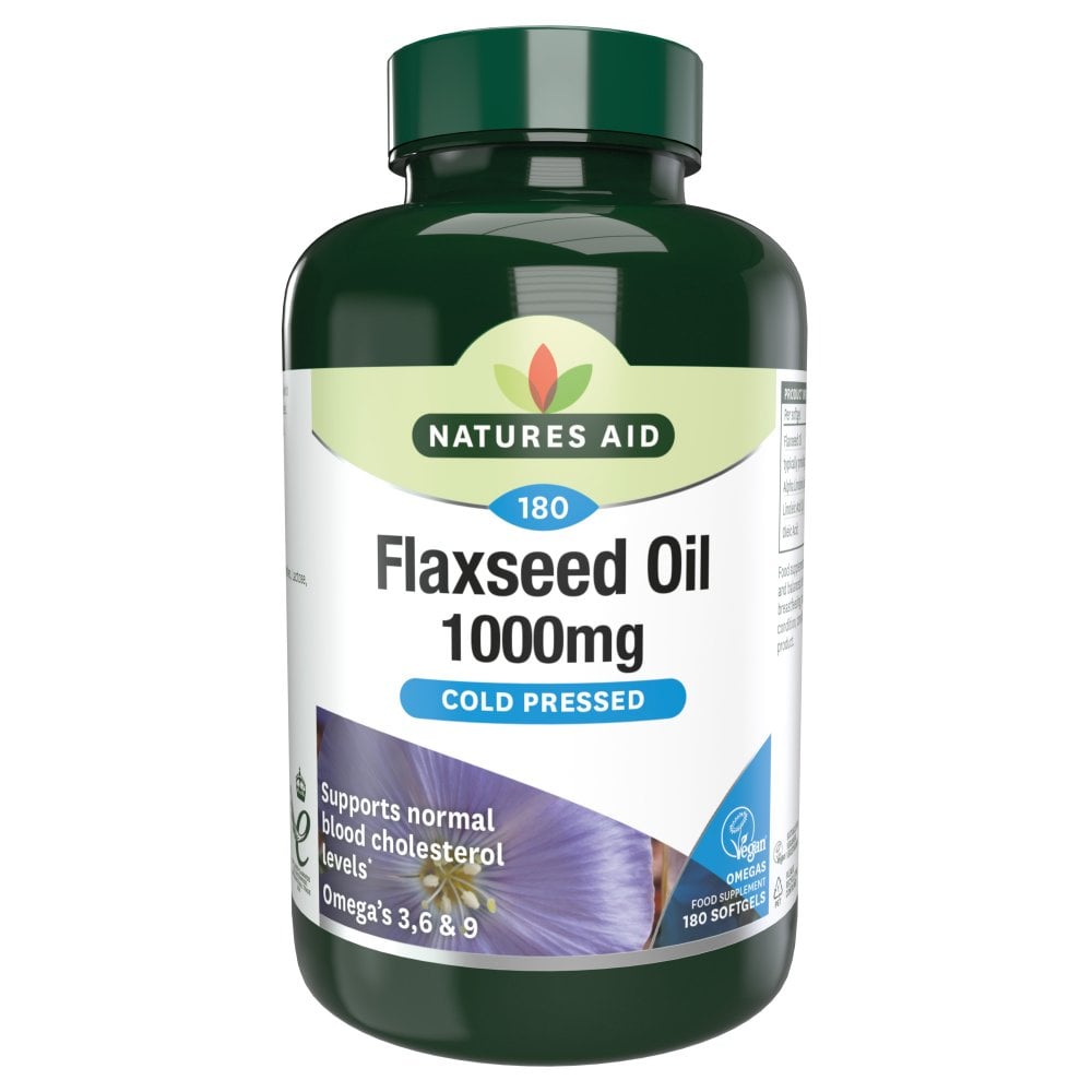 Natures Aid Flaxseed Oil 1000mg vegan 180 capsules