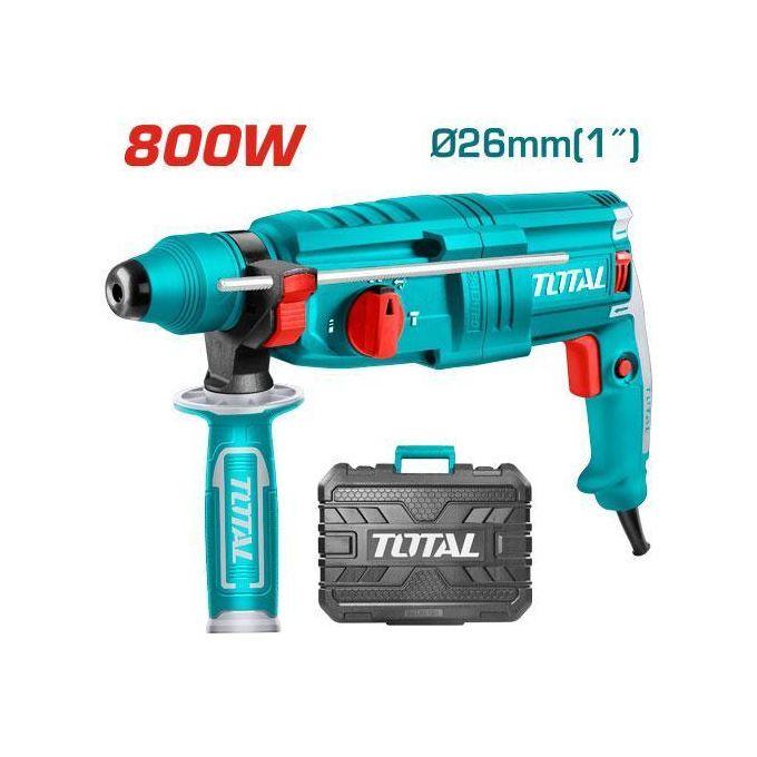 TOTAL Heavy duty Variable Speed Rotary Hammer Drill, 26mm SDS Plus Demolition Hammer for Concrete Drill, Functions Reduced Vibration System With 360° Rotating Auxiliary Handle(Concrete:26mm Steel:13mm