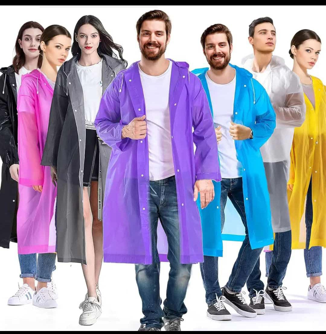 Long EVA Material Plastic Raincoat Waterproof Rain Coat Adults (1pc)