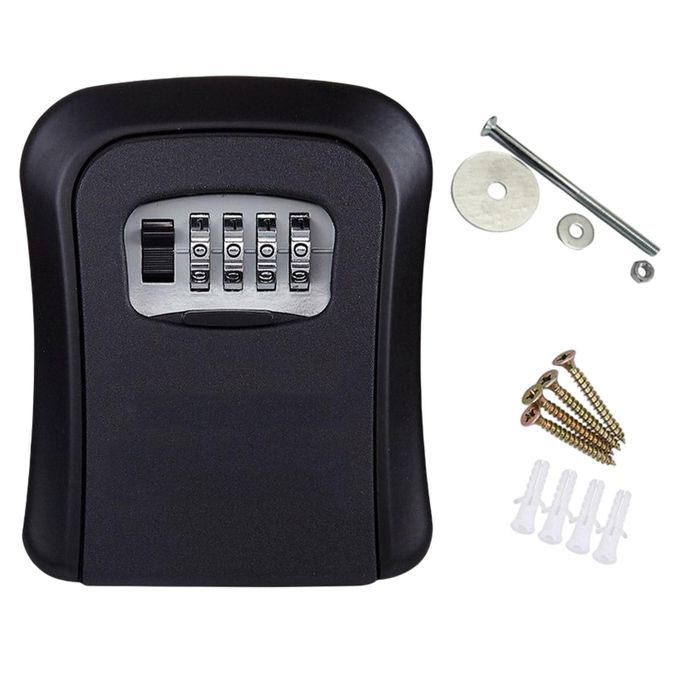 Full metallic Weatherproof Wall-mounted Key Safe Password Key Box Key Lock Box, 4 Combination lock Key Storage Lock Box Indoor and Outdoor