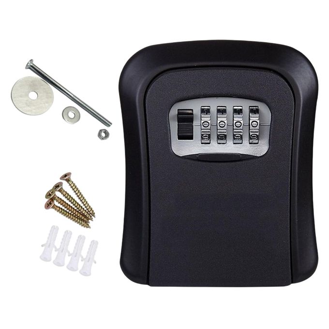 Full metallic Weatherproof Wall-mounted Key Safe Password Key Box Key Lock Box, 4 Combination lock Key Storage Lock Box Indoor and Outdoor