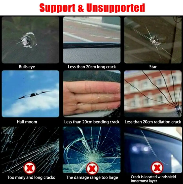 Windscreen Crack Repair Tool Kit Automotive Glass Nano Repair Fluid-Car Windshield Repair Resin Cracked Glass Repair Kit,Glass Corrector Se