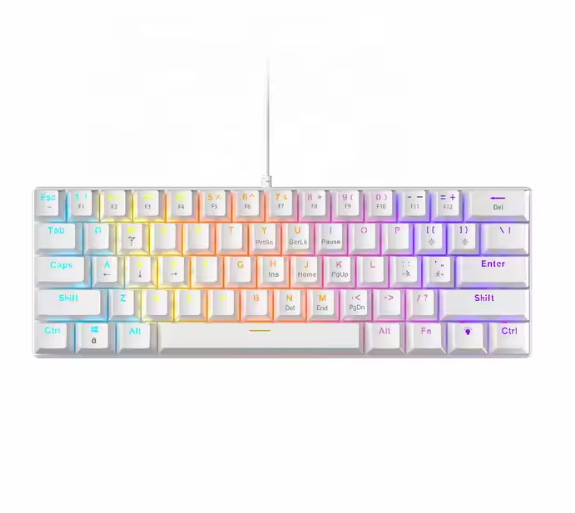 60 Percent Mechanical Gaming Keyboard Ergonomic Durable Mini White Gaming Keyboard