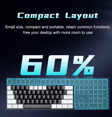 60 Percent Mechanical Gaming Keyboard Ergonomic Durable Mini Gaming Keyboard