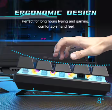 60 Percent Mechanical Gaming Keyboard Ergonomic Durable Mini Gaming Keyboard