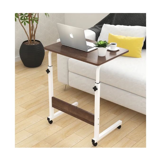 Mobile bedside computer desk with wheels home portable computer desk bed folding desk children's study table, office laptop table - dark brown
