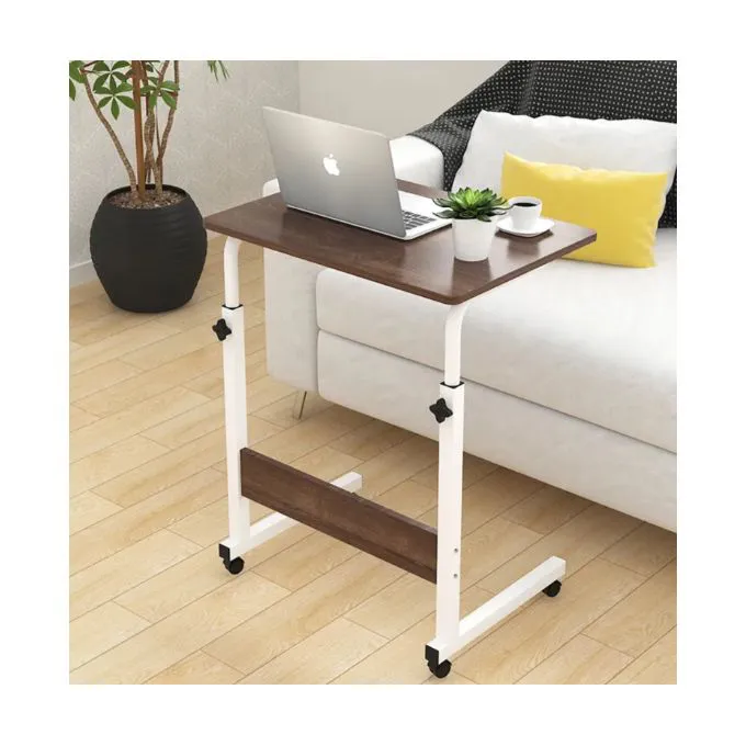 Mobile bedside computer desk with wheels home portable computer desk bed folding desk children's study table, office laptop table - dark brown