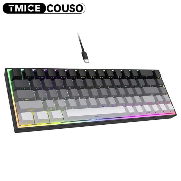 Side Printed PBT Keycaps Hot Swappable 68 Keys Gaming Keyboard 65% Custom Gateron Switch Mechanical Keyboard for Gamers
