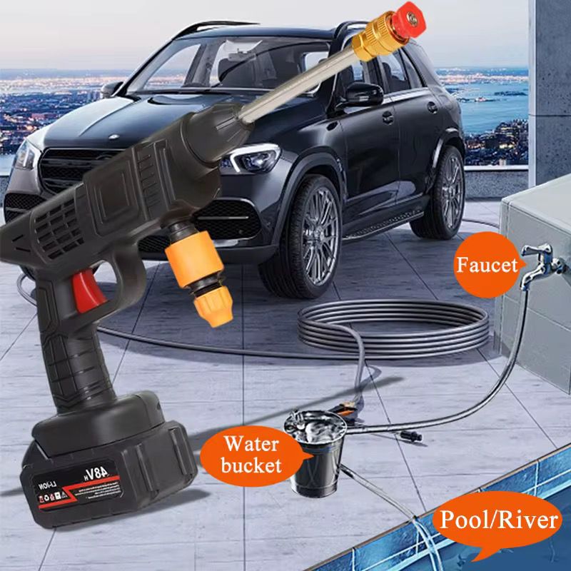 High-Pressure Water Sprayer, Car Washing Machine, 5M Range, Cordless Portable Electric Water High Pressure Washer Gun, Used For Car Washing, Floor Cleaning & Garden Watering