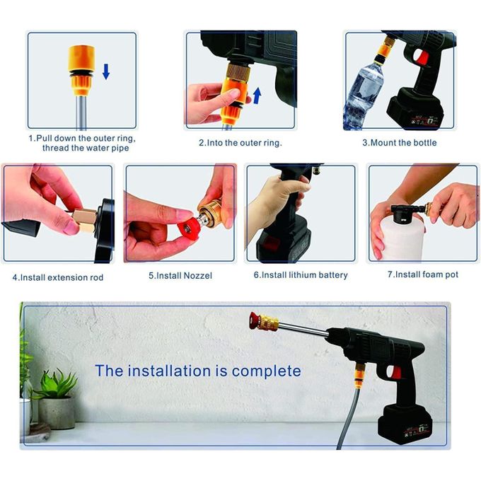 High-Pressure Water Sprayer, Car Washing Machine, 5M Range, Cordless Portable Electric Water High Pressure Washer Gun, Used For Car Washing, Floor Cleaning & Garden Watering