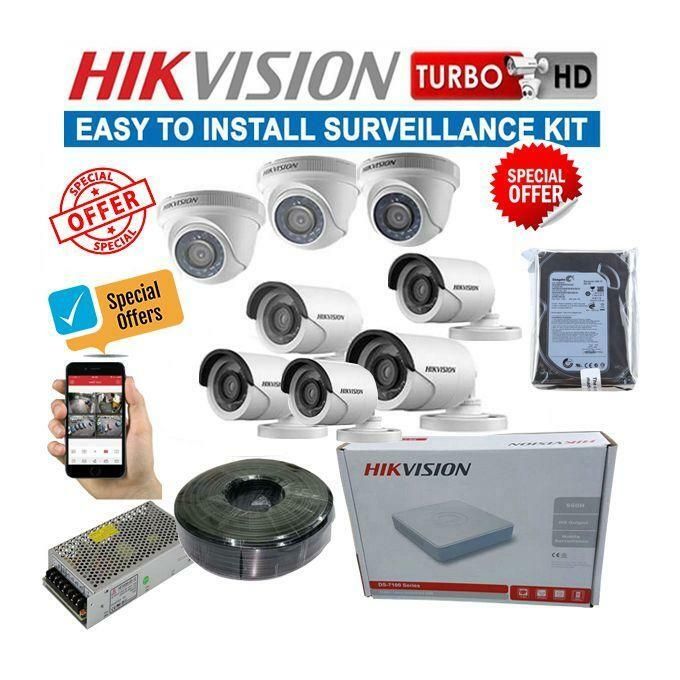 Hikvision/Dahua 4 Full HD 2MP 1080P CCTV Cameras Complete System Kit With 500GB Harddisk+4 Channel DVR Machine +