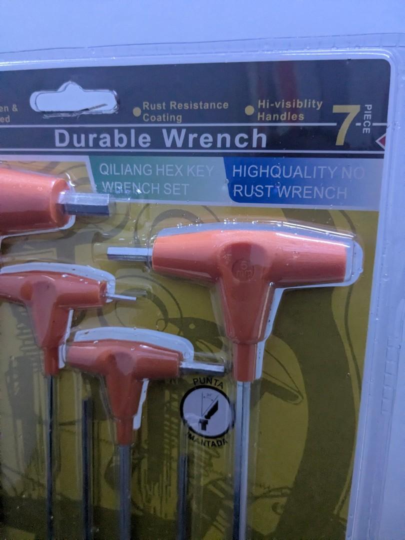 7-Piece Durable T-Handle Allan Key Wrench Set (2mm - 8mm, T15 - T45)
