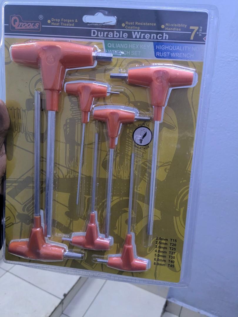 7-Piece Durable T-Handle Allan Key Wrench Set (2mm - 8mm, T15 - T45)