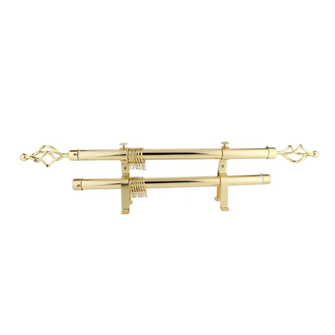 Deluxe Gold Adjustable Curtain Rod– Single & Double Options, Available in 2m, 3m & 4m Lengths – Fits All Window Sizes