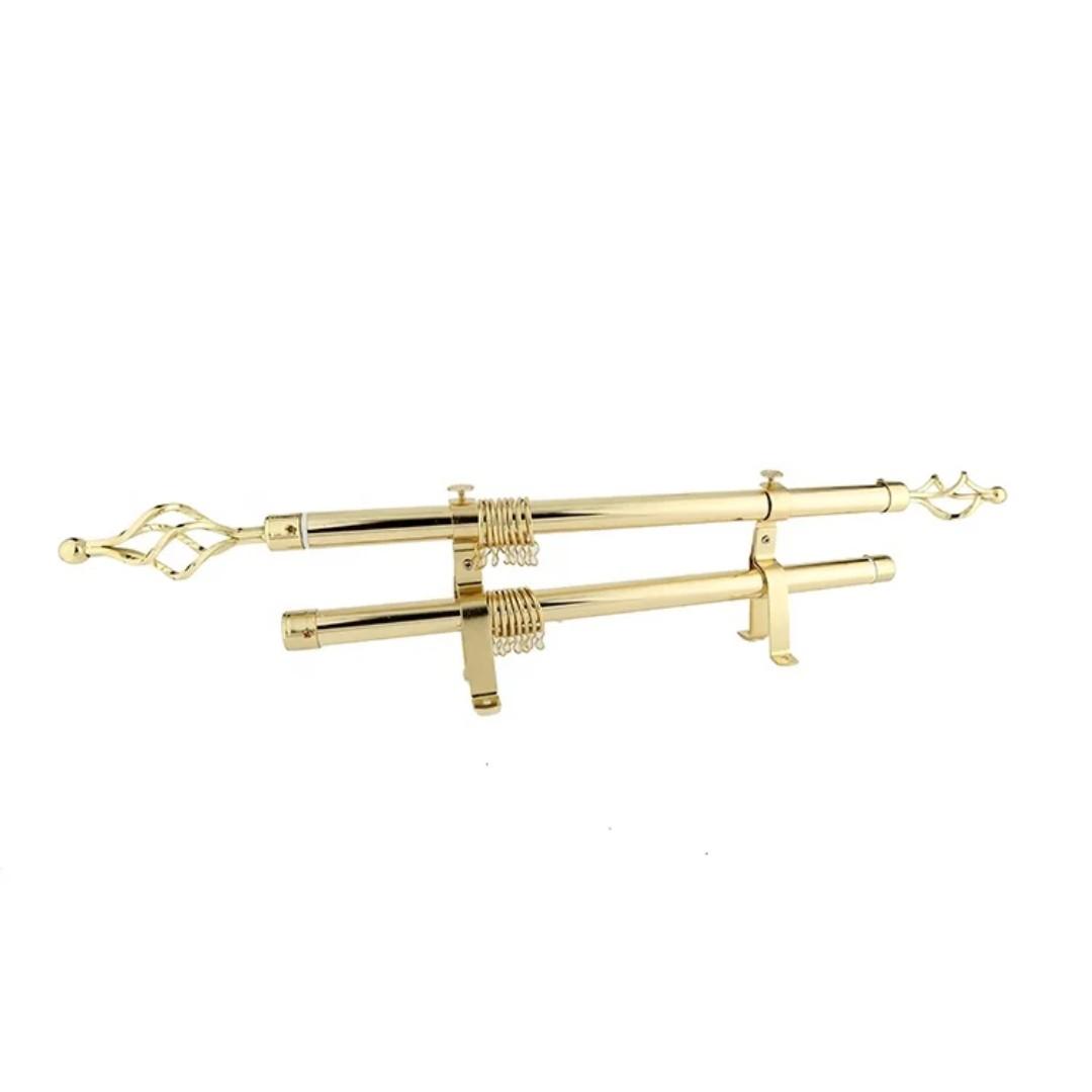 Deluxe Gold Adjustable Curtain Rod– Single & Double Options, Available in 2m, 3m & 4m Lengths – Fits All Window Sizes