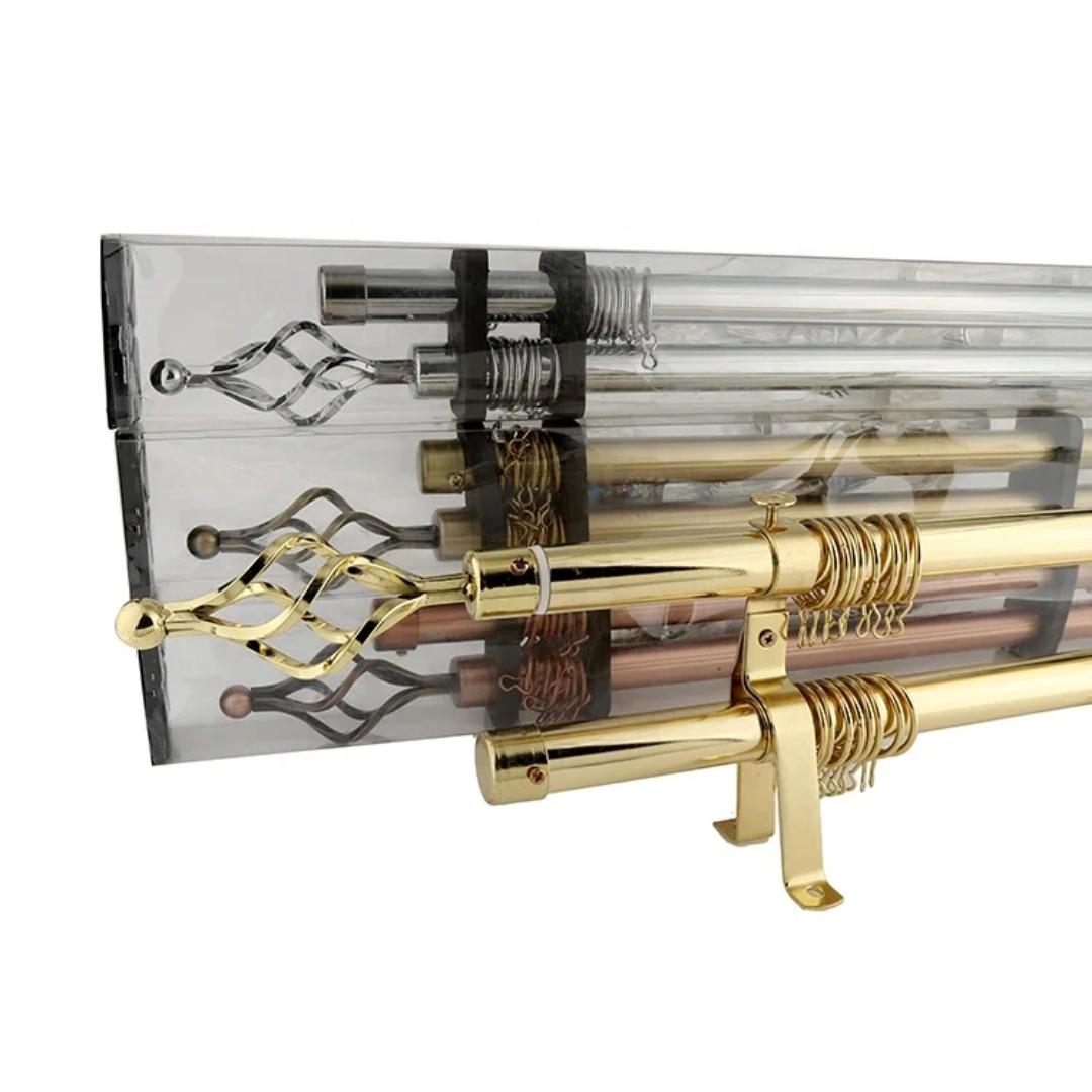 Deluxe Gold Adjustable Curtain Rod– Single & Double Options, Available in 2m, 3m & 4m Lengths – Fits All Window Sizes