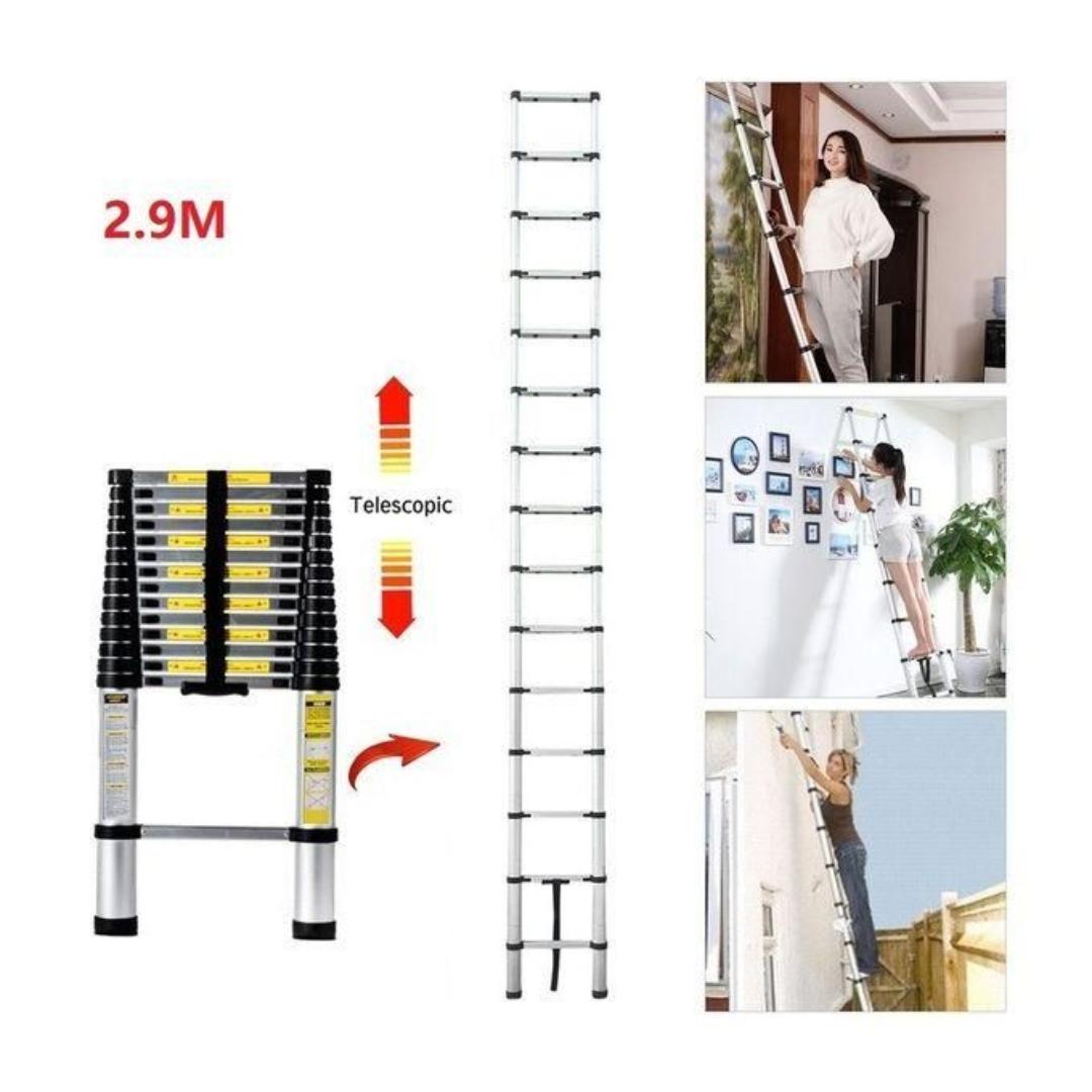 Multifunctional Folding Portable Telescopic Extension Ladder -Aluminum Heavy Duty Household Ladder 2.9 Meters