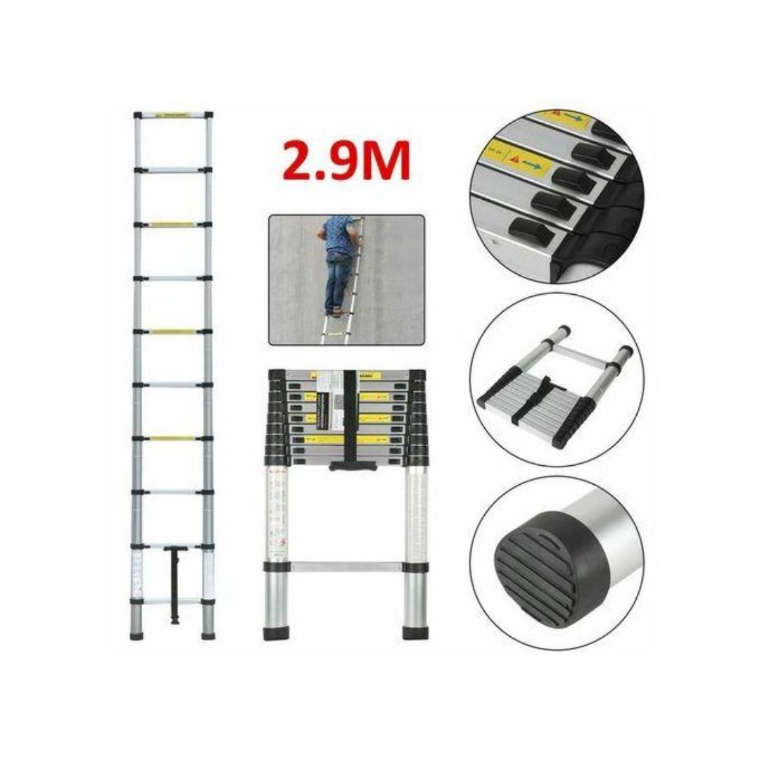 Multifunctional Folding Portable Telescopic Extension Ladder -Aluminum Heavy Duty Household Ladder 2.9 Meters