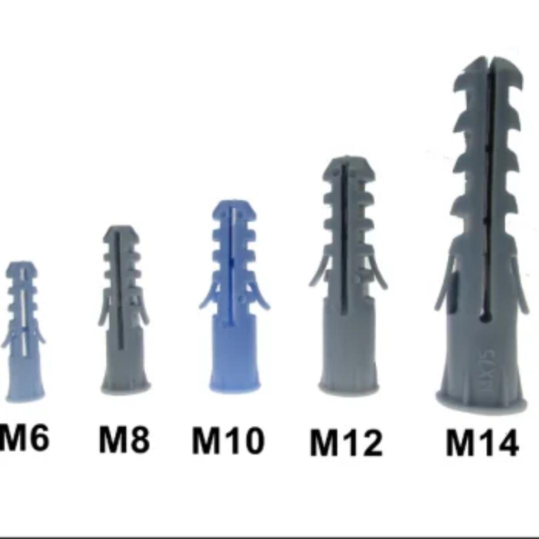🛠️ Wall Plugs & Screws Set – M6 M8 M10 M12 M14 | Heavy Duty Expansion Anchors + Metal Screws for Concrete, Brick, Drywall (50PCS+50PCS)