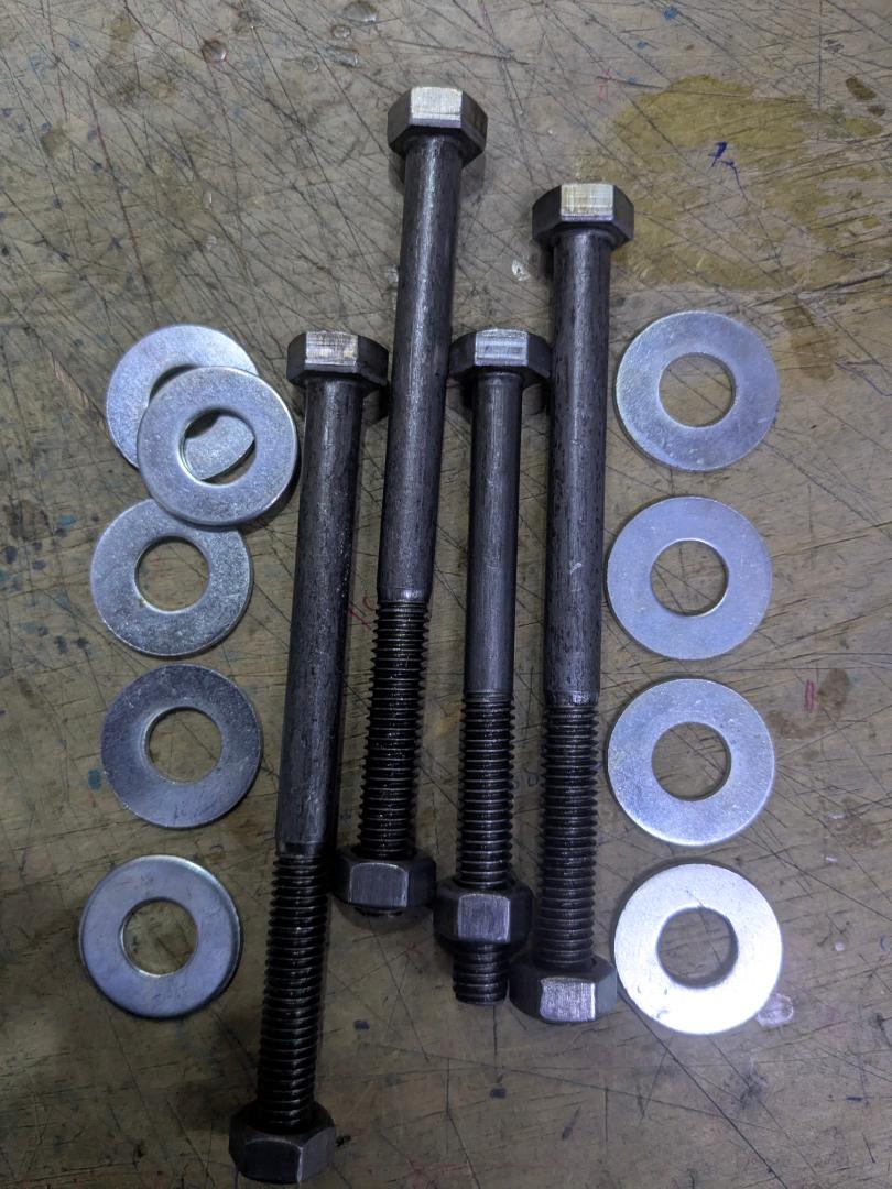 🔩 4-Piece Heavy-Duty Bed Bolts, Nuts & Washers Set – Steel Hex Head Fasteners