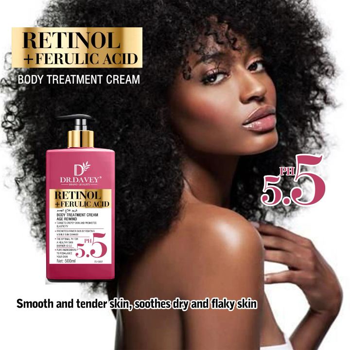 dr davey RETINOL + Ferulic Acid Age Rewind Body Lotion. Moisturizes, Slows Aging, Firms, Moisturizes, Removes Wrinkles, Fine Lines, Is Age Deying & Fights Visible sun damage