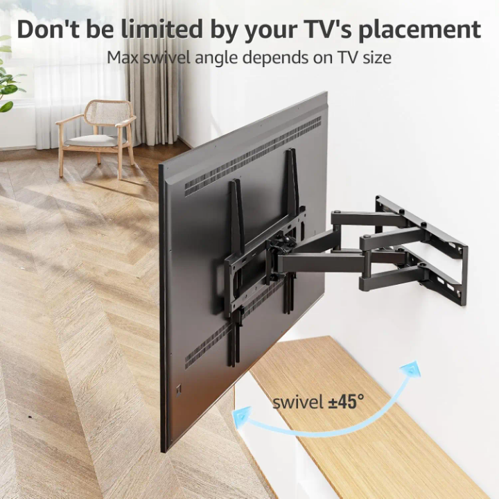 Heavy duty Mount Up Swivel Tilt Rotation secure support, Motion Adjustable Articulating for Most 32-65 inch LED, LCD Monitor Wall Bracket Compatitle With All Tv Brands eg Samsung,Hisense,Vitron,Vision