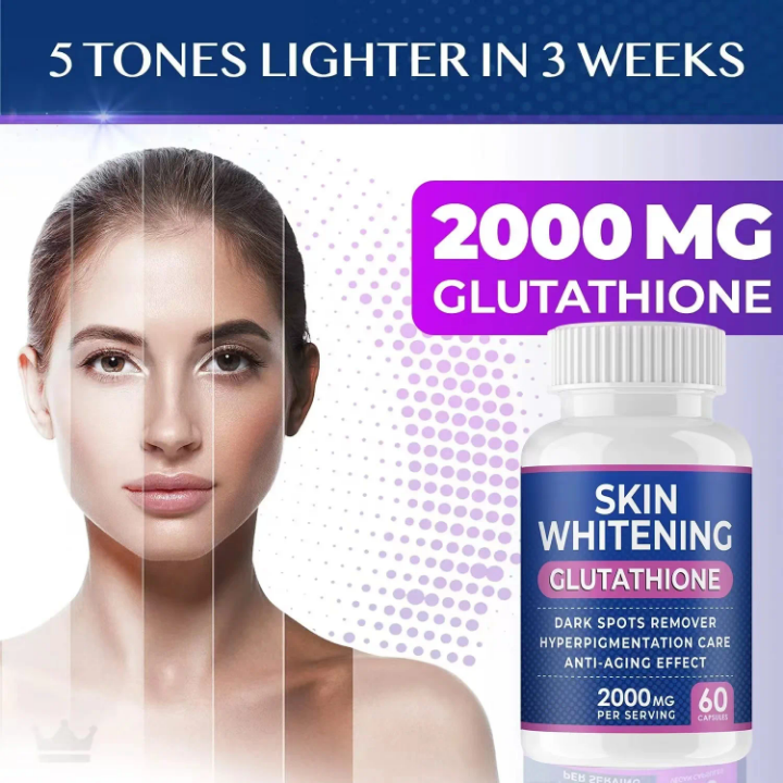 Glutathione Whitening Pills - 60 Capsules 2000mg Glutathione - Effective Skin Lightening Supplement - Dark Spots, Melasma & Acne Scar Remover, Hyperpigmentation Treatment - Anti-Aging Antioxidant