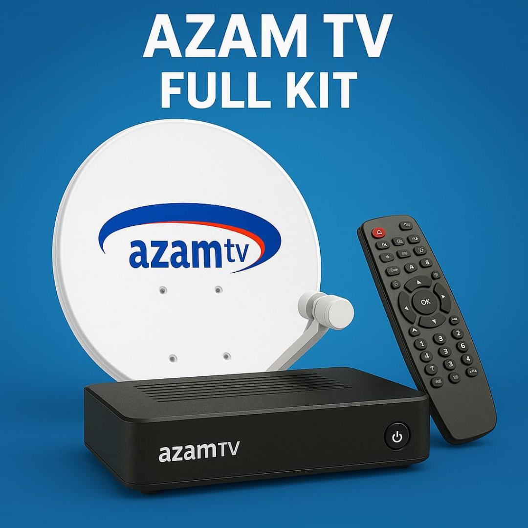 Azam satellite decoder Full kit- Dish, LNB, remote and cable included