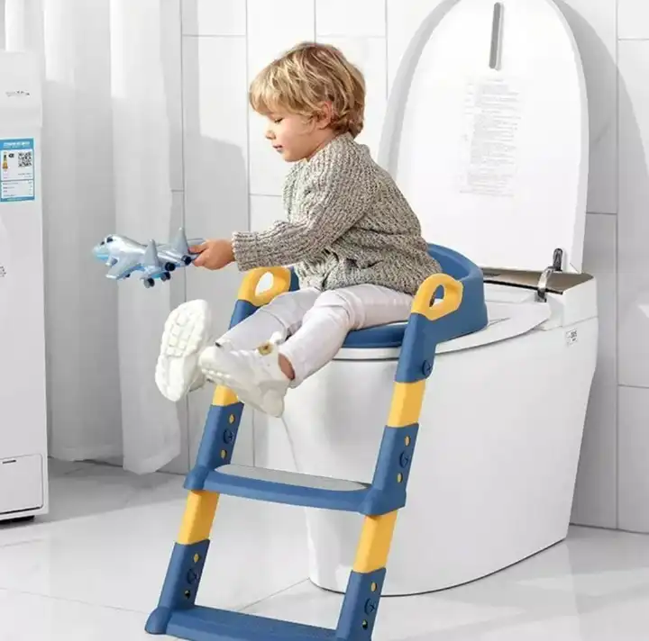 BABY AUXILIARY TOILET LADDER FOLDING SEAT FOR KIDS  TRAINING POTTY TRAINING TOILET SEAT FOR BOYS GIRLS, TODDLER TOILET SEAT WITH STEP STOOL LADDER, FOLDABLE TODDLER POTTY SEAT FOR TOILET WITH NON-SLIP