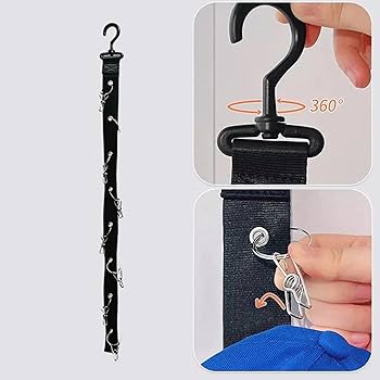 HAT ORGANIZER, UNISEX STORAGE HOLDER WITH 8 CLIPS | OVER-THE-DOOR RACK AND ORGANIZER | BASEBALL CAP CAP RACK WITH STICKY HOOK FOR CLOSET, WALL (BLACK)