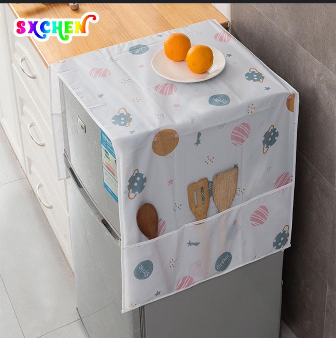 WATERPROOF AND DUST PROOF FRIDGE COVER MICROWAVE OVEN DUST COVER, FREEZER AND  TOP COVERS CUTE FRIDGE DUST PROOF COVER PEVA REFRIGERATOR COVER WASHING MACHINE WATERPROOF COVER