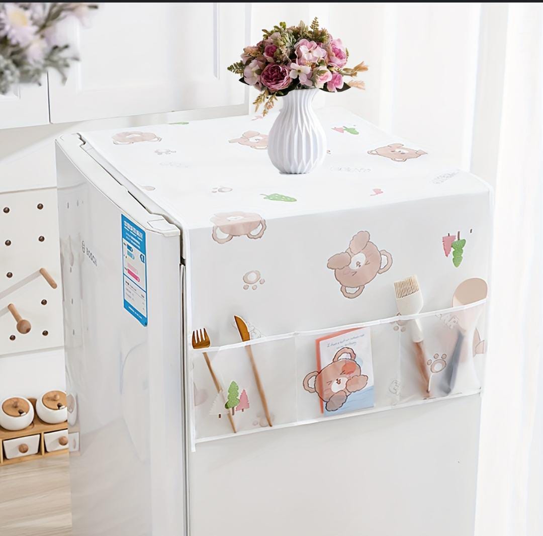 WATERPROOF AND DUST PROOF FRIDGE COVER MICROWAVE OVEN DUST COVER, FREEZER AND  TOP COVERS CUTE FRIDGE DUST PROOF COVER PEVA REFRIGERATOR COVER WASHING MACHINE WATERPROOF COVER