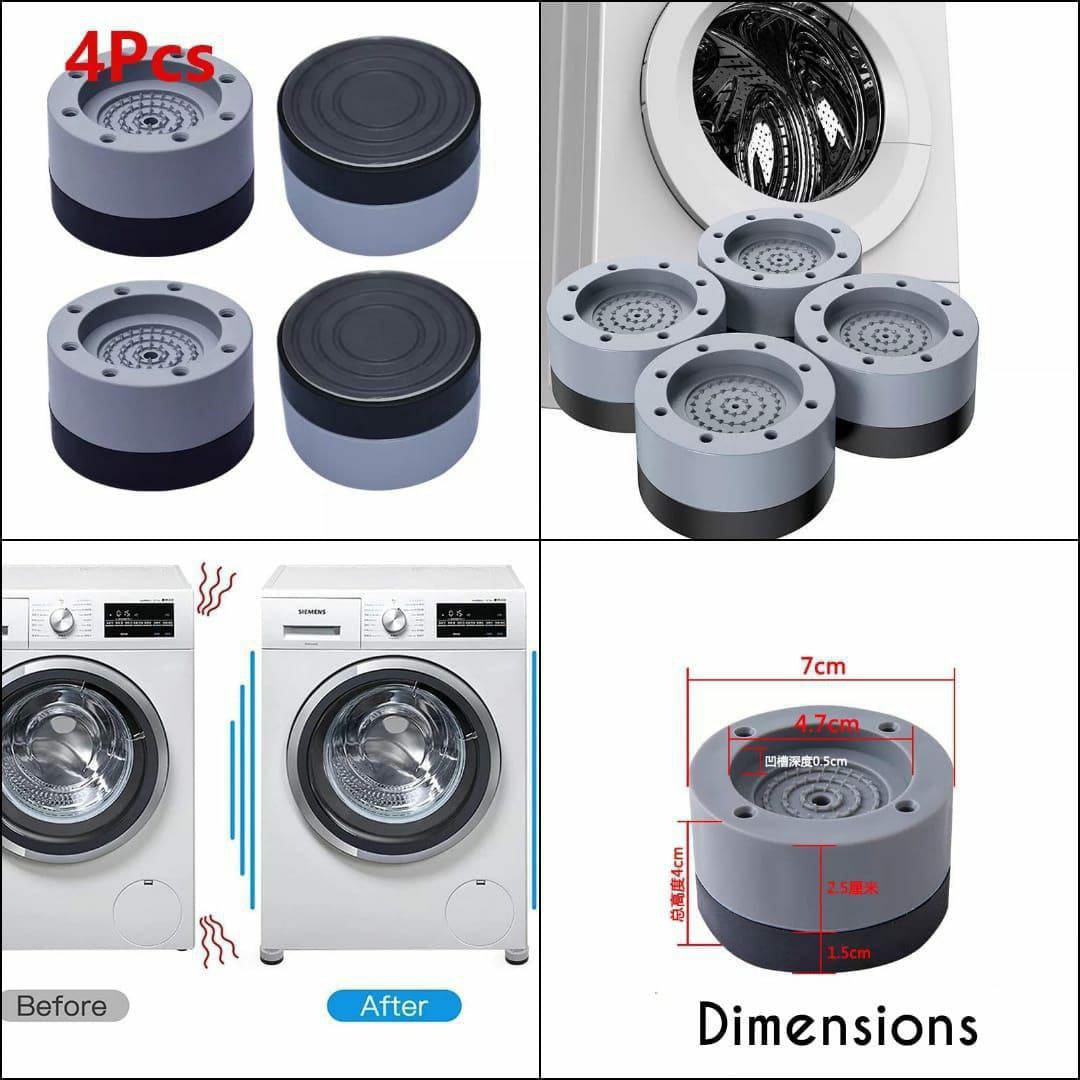 Universal Shock And Noise Cancelling Anti-Vibration Pads,  High-quality material: environmentally friendly rubber, strong weighing, reinforced keel bars, anti-slip spiral pattern, stable and pressure