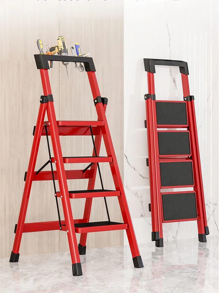 4 Step Ladder Folding Step Stool Stepladders with Anti-Slip and Wide Pedal for Home and Kitchen Use-Space Saving