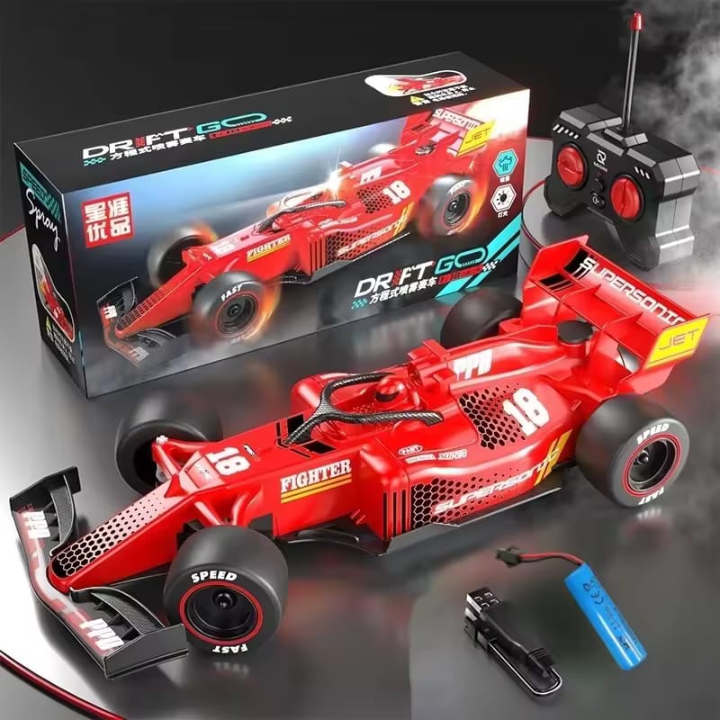 F1 smoking rechargeable and RC car Remote Control Vehicle Toy Rechargeable Moving Racing High-Speed Drifting Sports Car Toys for Boys Kids Gifts