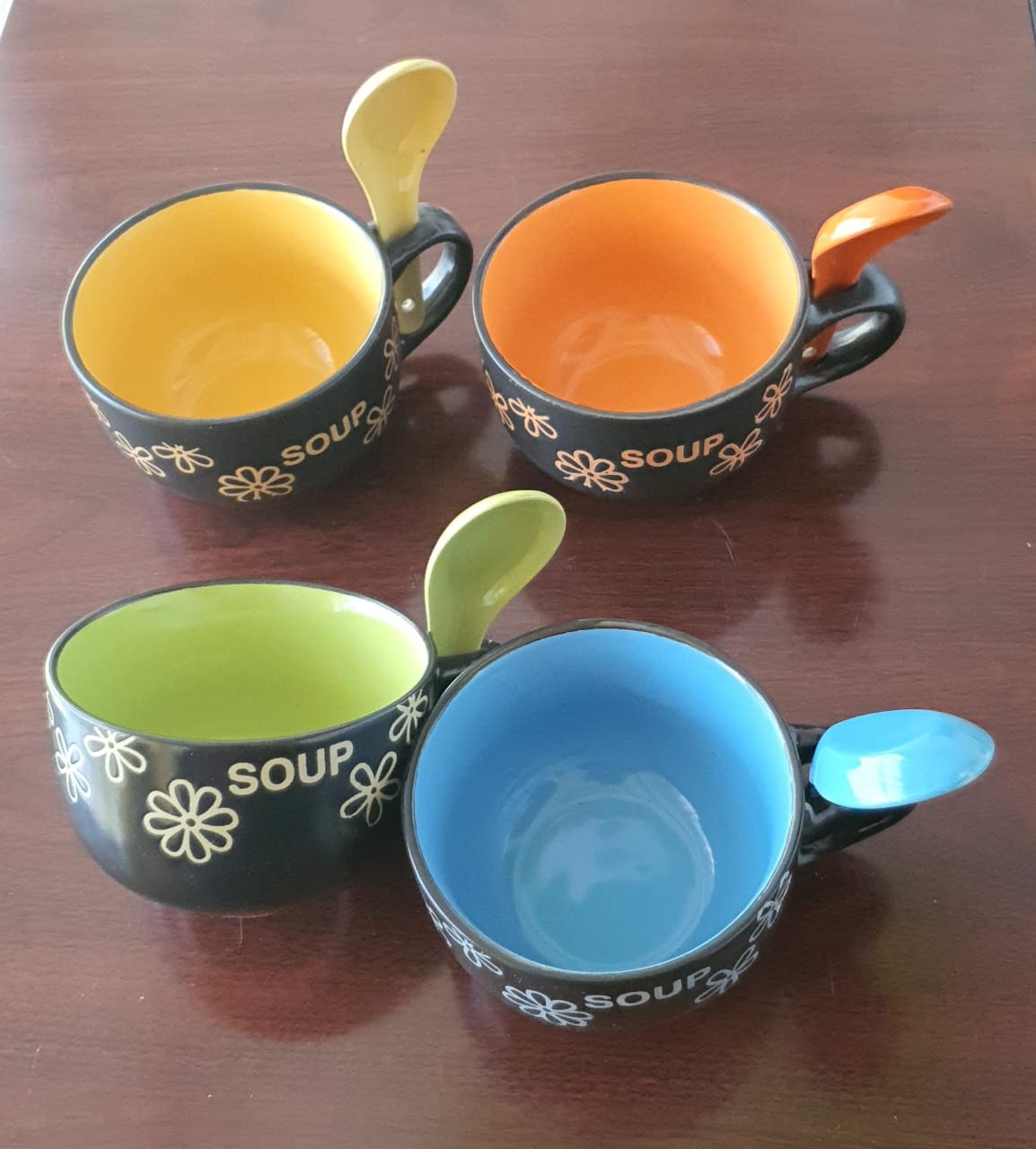 CERAMIC SOUP BOWL + SINGLE SET IN BOX MUG SET CERAMIC SPOON CERAMIC SOUP MUG WITH SPOON | BOWL FOR ICE CREAM, CEREAL, OATMEAL | LARGE COFFEE CUP FOR ESPRESSO, CAFFEINE, BEVERAGE | CUTE HOME & KITCHEN
