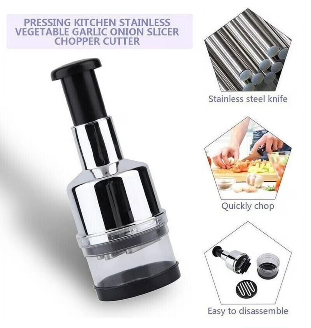 HAND PRESSURE ONION CHOPPER FOOD CHOPPER, HANDHELD VEGGIE CHOPPER FOR VEGETABLE, ONION, GARLIC, NUT, HAND VEGETABLE CUTTER, DISHWASHER-SAFE, STAINLESS STEEL BLADE
