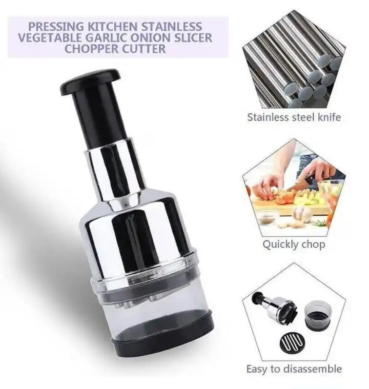 HAND PRESSURE ONION CHOPPER FOOD CHOPPER, HANDHELD VEGGIE CHOPPER FOR VEGETABLE, ONION, GARLIC, NUT, HAND VEGETABLE CUTTER, DISHWASHER-SAFE, STAINLESS STEEL BLADE