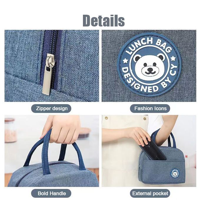 INSULATED FOOD BAG23X13X20CM LUNCH BAG FOR WOMEN & MEN ADULT INSULATED LUNCH BOX, SMALL LEAKPROOF COOLER FOOD LUNCH CONTAINERS REUSABLE HIGH CAPACITY LUNCH TOTE BAGS FOR WORK, TRAVEL, OUTDOOR (