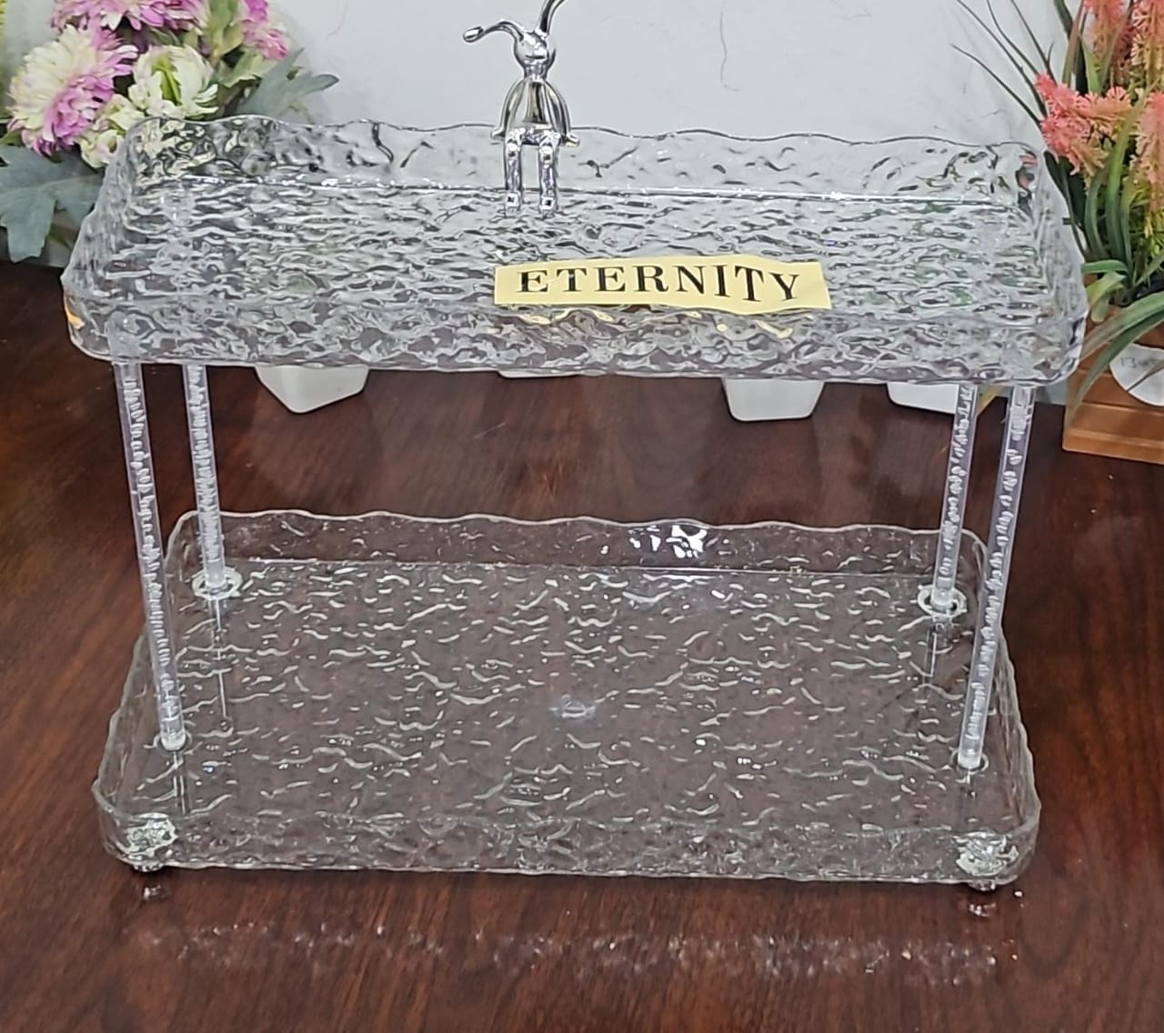 ETERNITY RABBIT 2 LAYER ACRYLIC ORGANIZER TRAY BATHROOM COUNTER ORGANIZER,MAKEUP ORGANIZER FOR VANITY,CLEAR ORGANIZER SHELF FOR KITCHEN SINK COUNTERTOP STORAGE,PERFUME TRAY FOR DRESSER,DECOR TRAY FOR