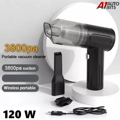 RECHARGABLE 2IN1 VACUUM CLEANER (3800PA SUCTION ONLY + LED LIGHT) CORDLESS HANDHELD VACUUM,  STRONG SUCTION CAR VACUUM WITH BRUSHLESS MOTOR, CHARGING DOCK, SOFA BRUSH, PORTABLE HANDHELD VACUUM WITH 2-